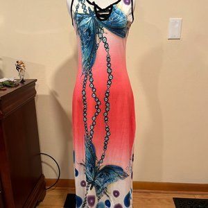 Butterfly Long Bodycon Maxi Dress